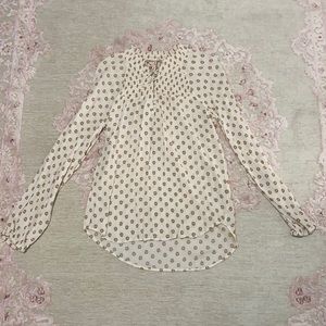 Cream pattern long sleeve blouse size medium